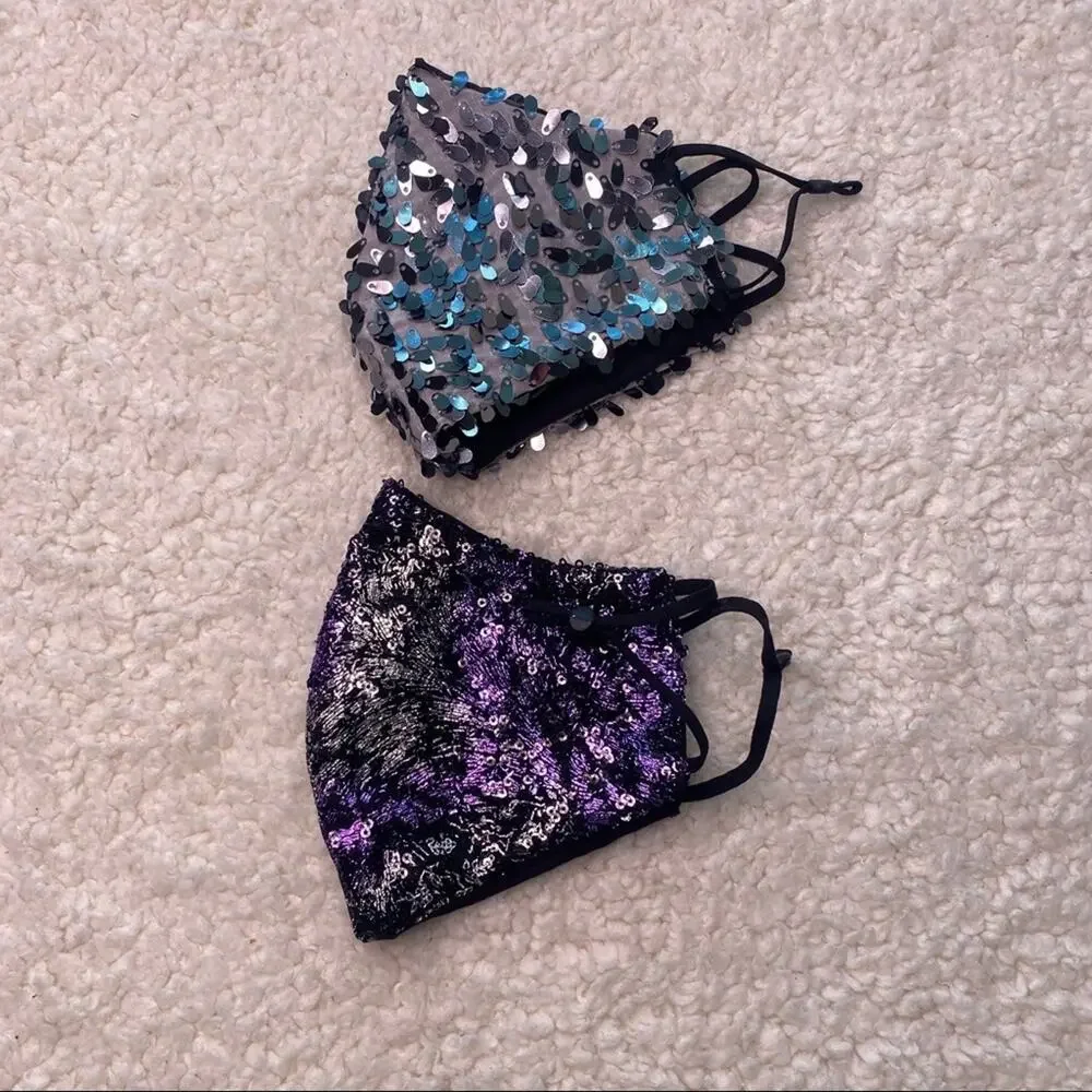 Purple and Silver Sequin Masks Lot of 2.
